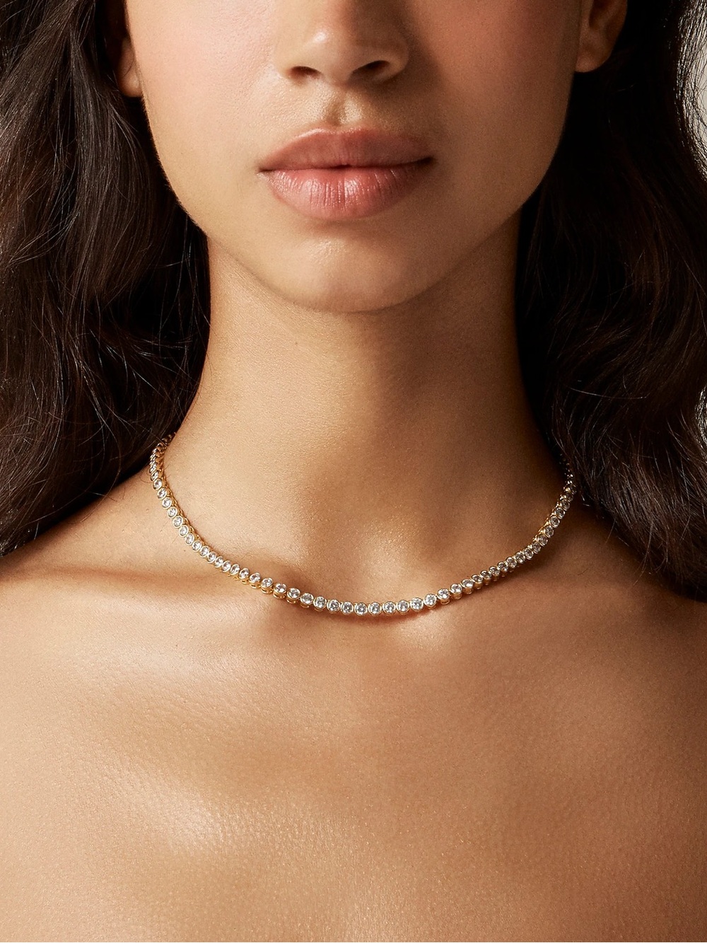J. Crew Gold Crystal Tennis Necklace